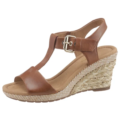 Abbildung von Gabor MILANO Keilsandalette, Sommerschuh, Sandale, Keilabsatz, mit Bastbezug, Weite G