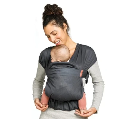 Abbildung von Infantino Hybrid tragetuch Babytrage Hug &amp; Cuddle baby neugeboren Gepolsterte Privatsphäreabdeckung Integrierte Aufbewahrungstasche Für Babys von 3,2 bis 11,8kg Dunkelgrau