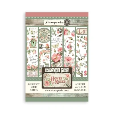 Abbildung von Stamperia Washi Pad for Scrapbooking, Albums, Card Making, Bullet Journalling and More, Translucent, Easy to Cut, Acid Free, Perfect Hobbies, Crafts Gifting (House of Roses) (A5) (8 Sheets)