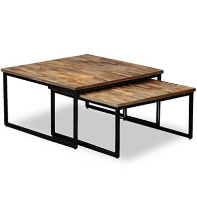 Abbildung von vidaXL Couchtisch Set 2 TLG. Satztisch Beistelltisch Wohnzimmertisch Kaffeetisch Sofatisch Teetisch Tisch Recyceltes Teak Massivholz