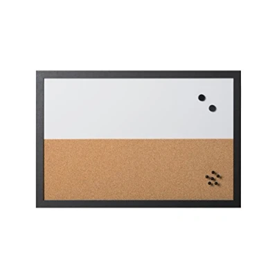 Abbildung von Bi Office, Kombitafel Whiteboard und Memoboard Elemente, magnetisch, trocken abwischbar/ Kork, Schwarzer MDF Rahmen, 60x40cm