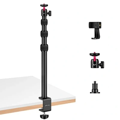 Abbildung von Victiv Kamera Tischstativ für DSLR Canon, 37cm 105cm Multifunktional Lichtstativ Klemmstativ mit 1/4&quot; Kugelkopf Lampenkopf, Handy Tisch Stativ Handyhalterung for Smartphone, Table Tripod