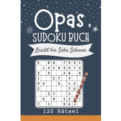 Abbildung von Opas Sudoku Buch leicht bis Sehr Schwer: 120 Rätsel mit Lösungen Rätselbuch für Senioren kleine Geschenke Opa zu weihnachten Geburtstag
