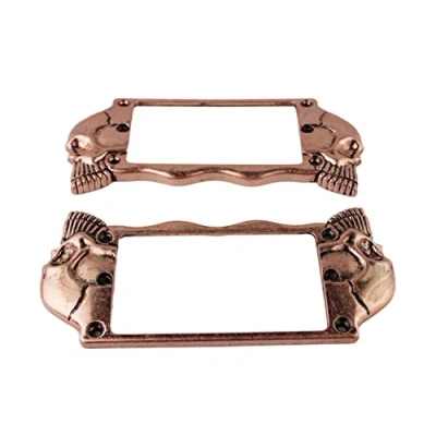 Abbildung von Guyker Flat Metal Humbucker Pickup Mounting Ring Set Bridge Neck Pickups Cover Frame Replacement Part for Electric Guitar or Precision Bass(2PCS, Antique Bronze)