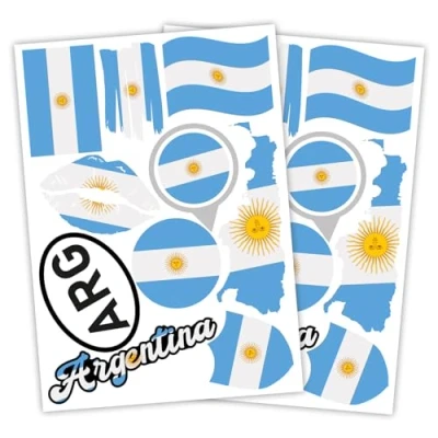 Abbildung von Finest Folia 2er Set DIN A4 Länderaufkleber Fahne Aufkleber Länderfahne Flagge für Auto Motorrad Sticker Länderflagge selbstklebend wetterfest R217 (05 Argentinien)