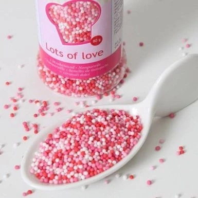 Abbildung von FunCakes Nonpareils Lots of love 80g, Zuckerperlen weiß hellrosa rot, Zuckerstreusel