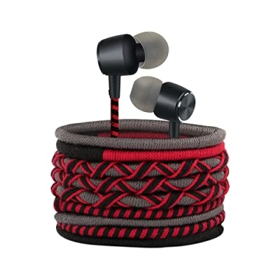 Abbildung von URIZONS Kabelgebundene In Ear Kopfhörer geflochten Sport Bass mit Mikrofon Geräuschisolierung 3,5 mm Stereo bunt Kompatibel iPhone mp3 Einstellbare Lautstärke (11A)
