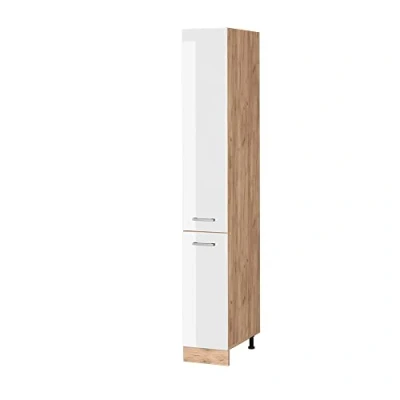 Abbildung von Vicco Hochschrank R Line, Weiß Hochglanz/Goldkraft Eiche, 30 cm