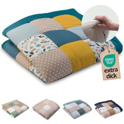 Abbildung von Krabbeldecke Baby 140x140 cm &quot;Dschungel&quot; (Made in EU), ULLENBOOM ®, Dick und weich gepolstert, Ideal als Spieldecke