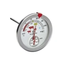 Abbildung von TFA Dostmann 141027 Analoges Braten / Ofenthermometer 14.1027, aus Edelstahl, hitzebeständig, mit verschiedenen Garstufen, zur Kerntemperaturmessung, Silber, Ø 74 x H 115 mm