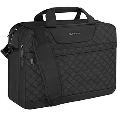 Abbildung von EMPSIGN Laptop Tasche 17 Zoll Laptoptasche für Herren Damen, Wasserdicht Erweiterbare Bussiness Aktentasche Notebooktasche Tablet Schulter Umhängetasche Schwarz