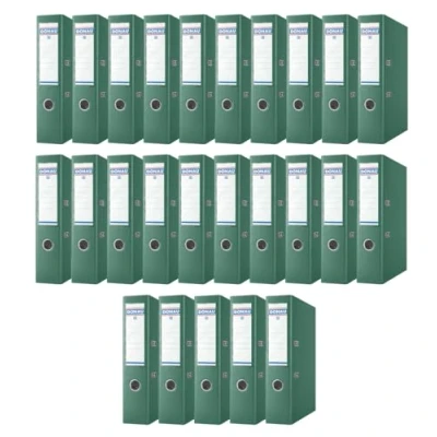 Abbildung von DONAU Master Ordner Breit 25er Pack/DIN A4 / 7,5 cm 25 Stück/Grün/Kunststoffbezug PP/Carton Papier Schlitzordner Büroordner Aktenordner Ringordner/Grünen Punkt