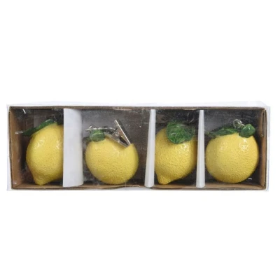 Abbildung von Decoris Tischdeckenbeschwerer Zitrone 16x5x4cm Keramik 4er Set Tischdeckengewichte für Draußen mit Klammern aus Metall Gewichte zum Beschweren Tischdecken Beschwerer Clip Gelb Grün