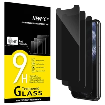 Abbildung von NEW&#039;C 3 Stück, Sichtschutz Panzer Schutz Glas für iPhone 11 Pro, X, XS (5,8 Zoll), Verbesserter 28 Grad schutzwinkel, Ultra Haltbare 9H Härte, Blasenfrei