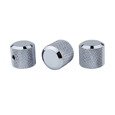 Abbildung von Guyker 3Pcs Potentiometer Control Knobs with 6mm(0.24) Dia. Shaft Pot High Grade Knurled Volume Tuning Audio Knob Replacement for Electric Guitar or Precision Bass CNC Machined(Chrome)