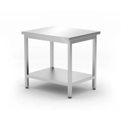 Abbildung von HENDI Zentraler Arbeitstisch, Arbeidsplatte, mit Regalboden, geschraubt, Verstellbare Füße, für Restaurant, Bar, Küche, 800x600x(H)850mm, Edelstahl