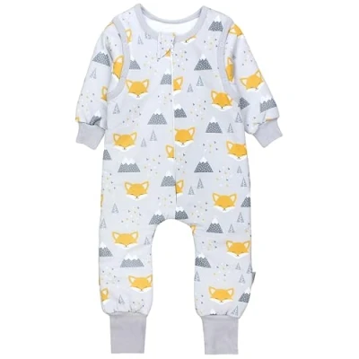 Abbildung von TupTam Baby Schlafsack mit Füßen und Ärmel OEKO TEX zertifizierte Materialien Winterschlafsack, Farbe: Gelber Fuchs im Winter, Größe: 104 110