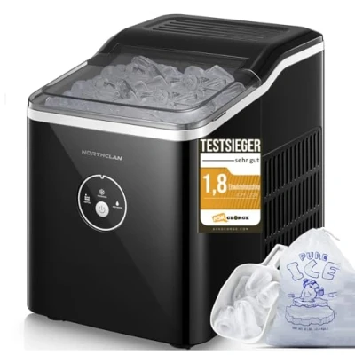 Abbildung von Eiswürfelmaschine Testsieger 2024, 14 kg 24 Stunden, 9 Eiswürfel in 6 8 Minuten, Gerauscharmer Betrieb, 120W Ice Maker mit Schaufel u. Korb, Eiswürfelbereiter für Zuhause, Büro