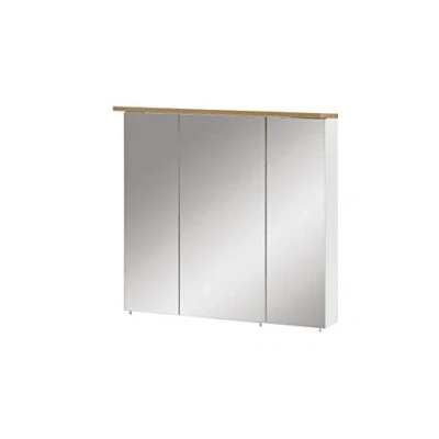 Abbildung von Schildmeyer Spiegelschrank Padua 142296, weiß glanz/eiche landhaus Dekor, 70,5 x 16 72,5 cm