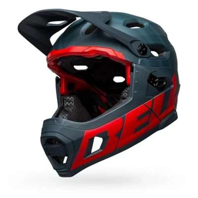 Abbildung von Bell Bike Unisex Erwachsene SUPER DH Spherical Helme, Prime Matte Blue/Crimson, M