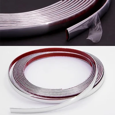 Abbildung von RECAMBO Zierleiste Chrom Vielseitig, Flexibel &amp; Selbstklebend 10mm x 5m