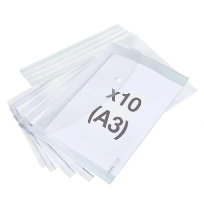 Abbildung von Rapesco 1817 ECO Dokumentenmappe mit Druckknopf, A3, Transparent, 10 Stück