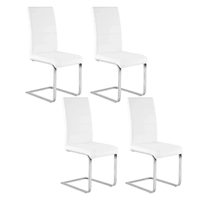 Abbildung von WOLTU Esszimmerstühle 4er Set, Schwingstuhl, Freischwinger Stuhl, Küchenstuhl, Polsterstuhl, mit hoher Rückenlehne, Kunstleder, für Esszimmer Esstisch Küche Wohnzimmer Büro, Weiß, BH378ws 4