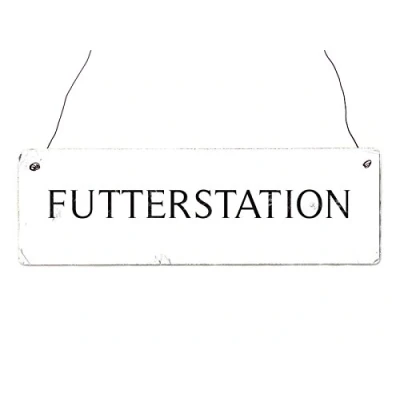 Abbildung von Interluxe Shabby Vintage Schild Türschild FUTTERSTATION Napfschild Hund Katze Holzschild Hinweisschild