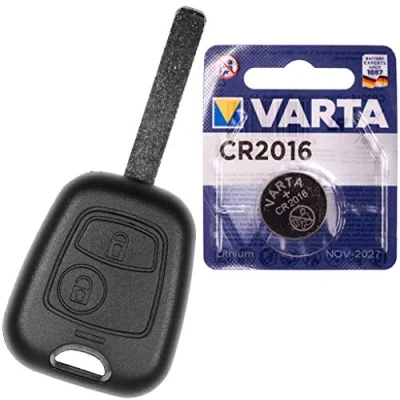 Abbildung von Autoschlüssel Funk Fernbedienung Austausch Gehäuse mit 2 Tasten + VA2 Rohling Batterie kompatibel Citroen C1 I C2 C3 Peugeot 107 Toyota Aygo III