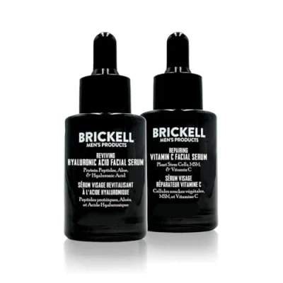 Abbildung von Brickell Men&#039;s Products Tages und Nacht Gesichtsserum Routine für Männer, organische natürliche Anti Aging Gesichtsseren, parfümiert
