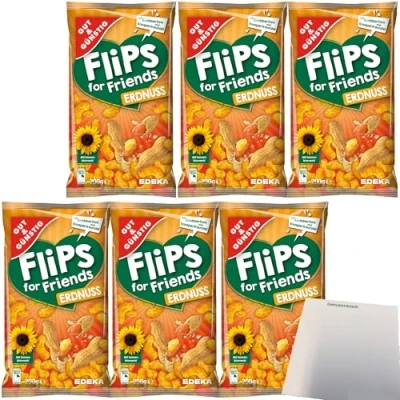 Abbildung von Gut&amp;Günstig Erdnuss Flips Mais Snack 6er Pack (6x200g Tüte) + usy Block