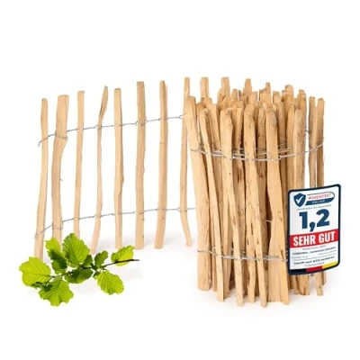 Abbildung von Garronda Gartenzaun zum Stecken aus Haselnüsse Zaun Garten Staketenzaun Beeteinfassung Holz Steckzaun Hochwertiger für Ihren GD 0079 (Lattenabstand: 3 5 cm, 60 cm x 500 cm)