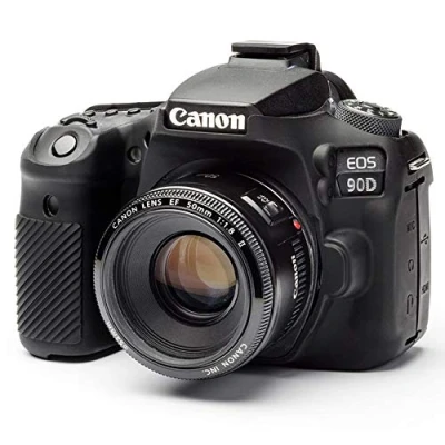Abbildung von easyCover Silikon Kameratasche Schutz für Ihre Kamera Canon 90D Schwarz