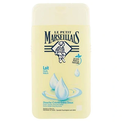 Abbildung von Le Petit Marseillais Extra Milde Duschcreme Milch (2 x 250 ml), pH hautneutrale Duschgel Pflegedusche &amp; sanfte Aromadusche mit besonders angenehmen Duft, spendet Feuchtigkeit und nährt