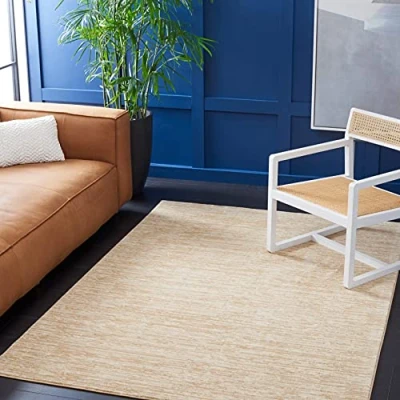 Abbildung von Safavieh Modern Teppich für Wohnzimmer, Esszimmer, Schlafzimmer Vision Collection, Kurzer Flor, Beige, 183 X 274 cm