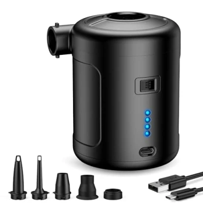 Abbildung von Air Pump SUPPOU Elektrische Luftpumpe, 6 In 1 Tragbar Luftpumpe Elektrisch Wiederaufladbare 6000mAh Akku für Luftmatratze Planschbecken Pool