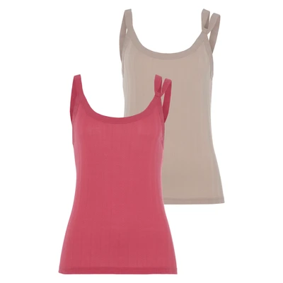 Abbildung von Vivance Spaghetti 2PACK Top, Damen, Größe: 32/34, Beere/sand