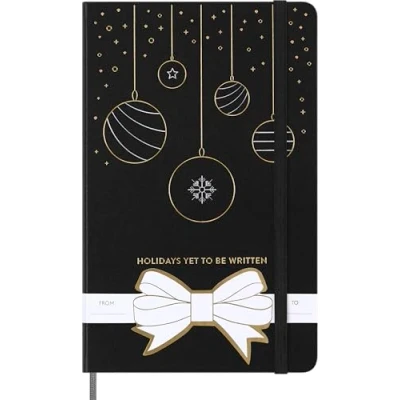 Abbildung von Moleskine Festliche Notizbücher, Liniert Notizbuch Fester Einband und Elastischer Verschluss, Weihnachtsgeschenkidee, Farbe Schwarz, Format Groß 13 x 21 cm