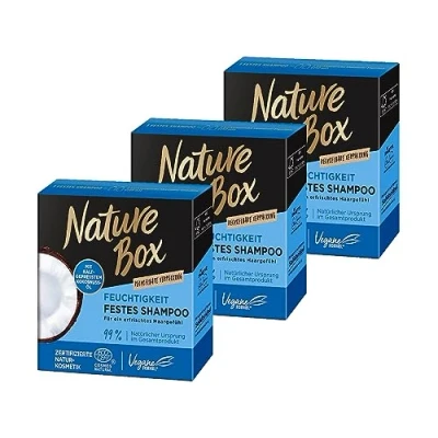 Abbildung von Nature Box Feuchtigkeit Festes Shampoo mit Kokosnuss Öl, Naturkosmetik Vegan, 250 milliliters, 3er Pack (3 x 85g)
