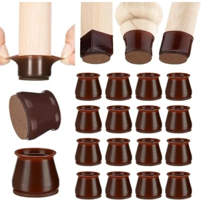 Abbildung von Aneaseit Stuhlbein Bodenschoner 5,1 cm x 16 Stück Dunkles Walnuss Filzunterseite, weiche Silikon Pads für Möbelfüße und Hartholzböden groß