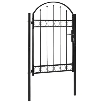 Abbildung von vidaXL Zauntor mit Gewölbter Spitze Gartentor Metalltor Hoftor Hoftür Tor Zaun Pforte Gartenpforte Zauntür Gartentür Stahl 100x150cm Schwarz