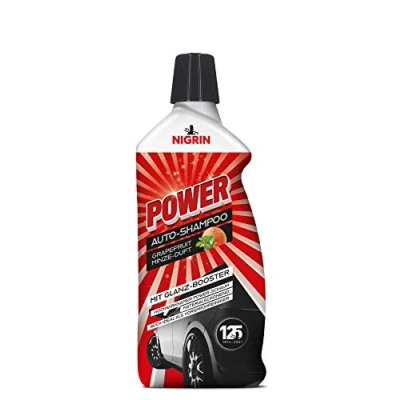 Abbildung von NIGRIN POWER Auto Shampoo, entfernt auch starke Verschmutzungen, mit Grapefruit Minze Duft und Glanz Booster, 1 Liter
