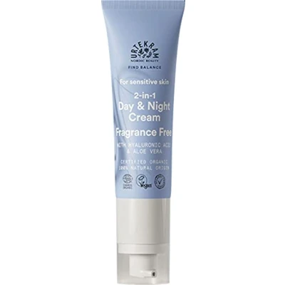 Abbildung von Urtekram Tages und Nachtcreme für empfindliche Haut 2 in 1 parfümfrei Find Balance vegan, biologisch, feuchtigkeitsspendend, natürlicher Ursprungs, 50 ml