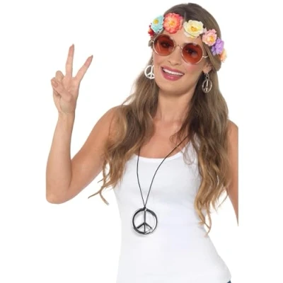 Abbildung von Smiffys Kostüm Flower Power Accessoire Set, Vervollständige Dein Hippie Outfit!