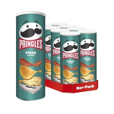 Abbildung von Pringles Pizza Flavour (8 x 165 g) der unwiderstehliche Snack Klassiker in praktischen Dose knackige Chips mit Pizzageschmack Pop. Play. Eat.