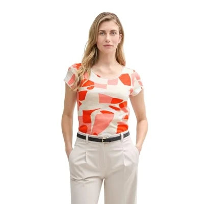 Abbildung von TOM Tailor Tshirt print, Damen, Größe: XL, Red dots and shapes design