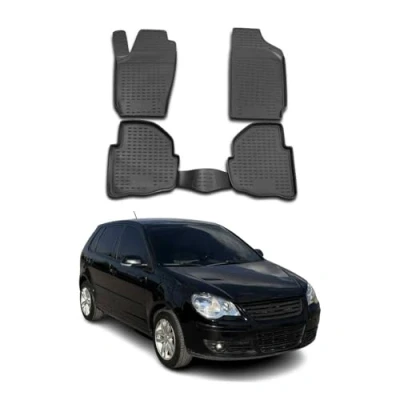Abbildung von OMAC Gummimatten Fußmatten kompatibel mit VW Polo 2001 2009 TPE Automatten Schwarz 4X