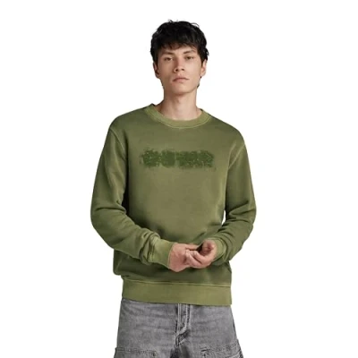 Abbildung von G Star Distressed LOGO Sweatshirt, Herren, Größe: Large, Shadow olive gd