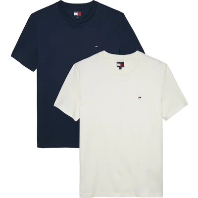 Abbildung von Tommy Jeans Herren 2er Pack T Shirts Kurzarm Xslim Jersey aus Baumwolle, Mehrfarbig (Dark Night Navy/Ecru), XL