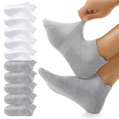 Abbildung von YouShow 10 Paar Sneaker Socken Herren Baumwolle Sportsocken Damen Laufsocken Atmungsaktiv Kurz Weiß Grau 47 50
